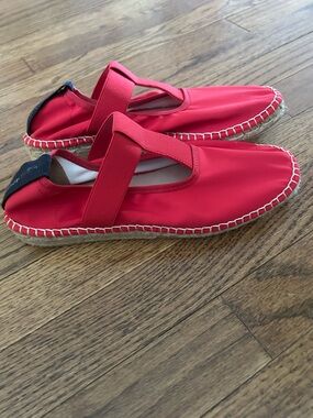 Women’s Red Espadrille Slip-On with Cross Strap